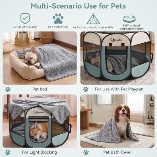 Sieidihit Dog Cat Playpen Tent Crate Cage with Blanket, Medium Grey - Image 3
