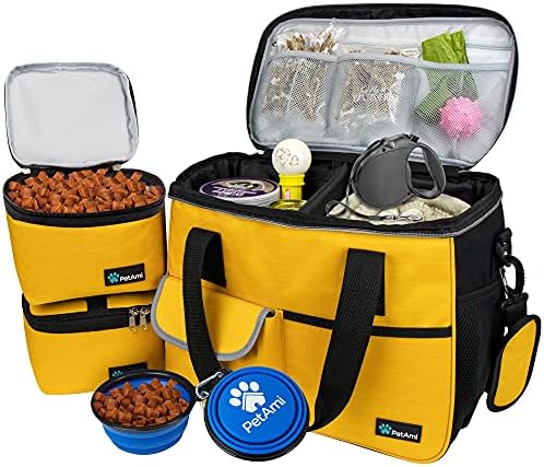 PetAmi Dog Travel Bag Organizer, Pet Supplies Diaper Tote, Yellow Medium by PetAmi