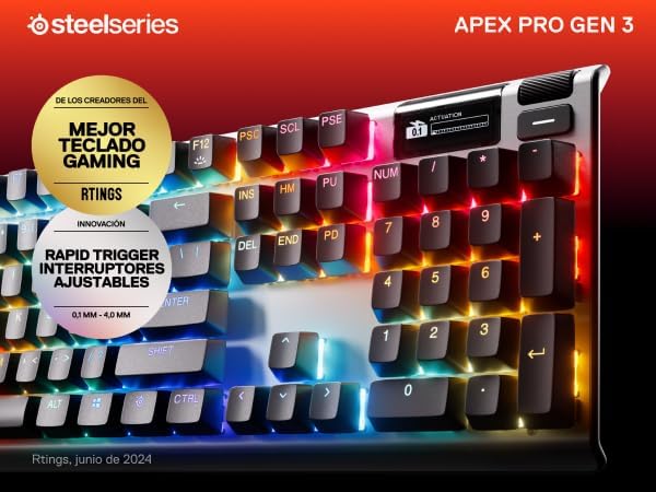 SteelSeries Apex Pro Gen 3 OmniPoint 3.0 HyperMagnetic Switches — Adjustable Actuation — Rapid Trigger — Game-Ready Presets — Protection Mode — Rapid Tap/SOCD — OLED — RGB — PBT Keycaps — USB-C - Image 7
