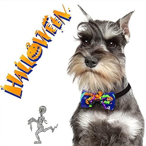 22Pcs Halloween Pet Bow Tie Set, Adjustable Halloween Neck Tie with Pumpkin Ghost Bat Decor for Pet Cats and Dogs - Image 2