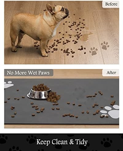 PADOOR Pet Feeding Mat-Absorbent Dog Mat for Food and Water Bowl-No Stains Quick Dry Water Dispenser Mat-Dog Accessories Pet Supplies-Bowl for Messy Drinkers（Darkgrey,17"x28"） - Image 3