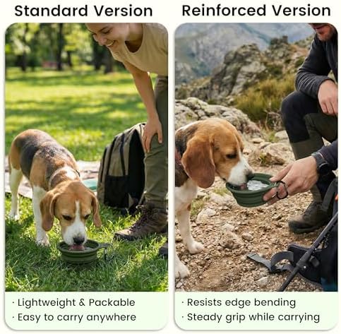 OHMO Small Collapsible Dog Bowls, Steel Rim, 12oz, 2pcs, Camo&Sage Green - Image 4
