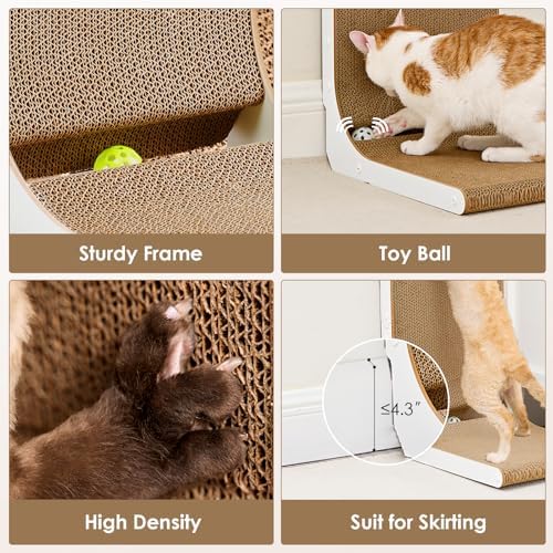EHEYCIGA Cardboard Cat Scratcher for Indoor Cats, 32 Inch, White - Image 5