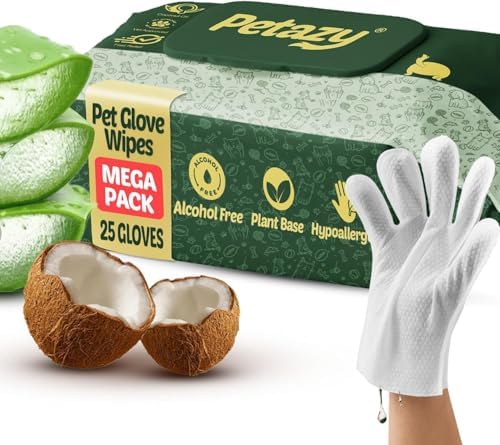 Petazy Pet Glove Wipes for Dogs & Cats - Paws, Ears & Butt Cleaning, 25 pk by Petazy