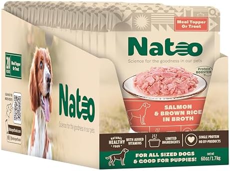 NATOO Dog Food Topper, Salmon with Brown Rice, 3 oz, Case of 20 by Natoo