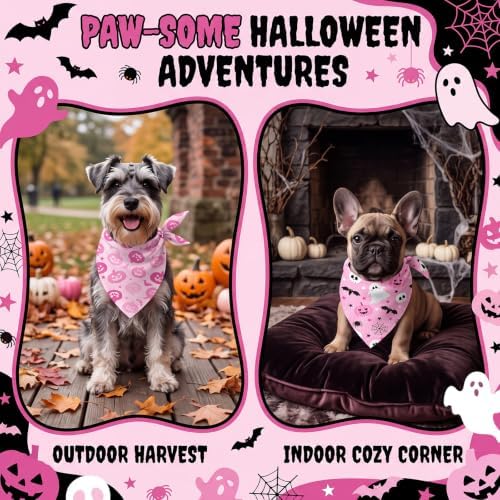 Weewooday 50 Pink Halloween Dog Bandana Bulk for Small Dog Lover Gift - Image 4
