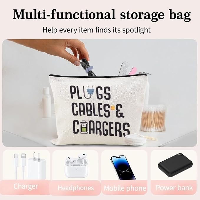 Travel Charger Organizer Bag for Cords and Cables Plug Charging Bag Earphone Storage Pouch Small Electronic Makeup Bags Wire Charge Holder Pouch with Zipper Usb Pouches for Travel Gifts for Men Women - Image 2