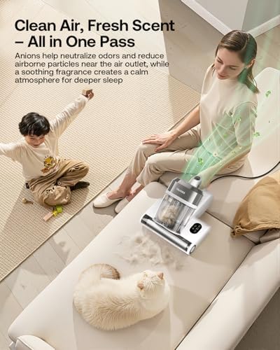 Trucozie Mattress Vacuum Cleaner with 275nm UV-C Light & 149℉ Heat, 16Kpa Powerful Suction Bed Vacuum for Pet Hair & Dander, Smart Dust Sensor, Anion & Aromatherapy, Corded (White) - Image 5