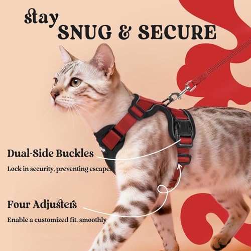 rabbitgoo Cat Harness and Leash Set, Escape Proof Vest, Black & Red - Image 6