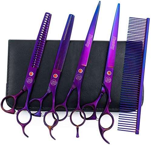 Moontay 8" Professional Dog Grooming Scissors Set of 5 with Pet Comb & Bag by Moontay