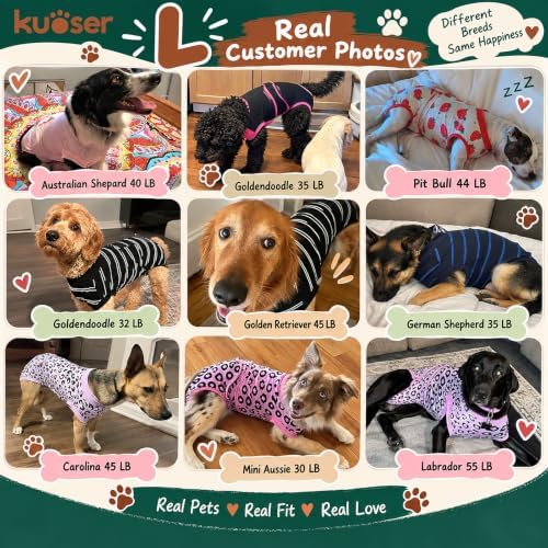 Kuoser Dog Recovery Suit, Female Male Spay Neuter Surgery Suit, Llama, L - Image 5