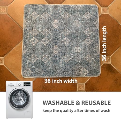 nunubaby Washable Pee Pads for Dogs, Stylish, Non-Slip and Leak-Proof Pee Pads. Reusable Potty Pads for Dogs for Crates and Floors.(Blue/Multi, 36" x36" ) - Image 4