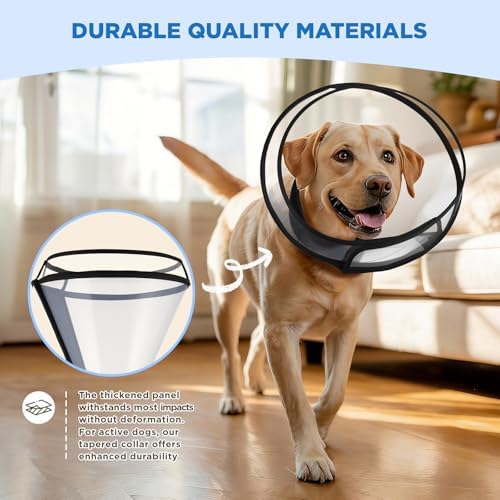 Dog Cone Collar for Surgery Recovery,Adjustable Transparent Pet Recovery Collar for Large Medium Small Dogs & Cats, Protective Elizabethan E-Collar for Wound Healing, Anti-Lick & Bite-M - Image 3