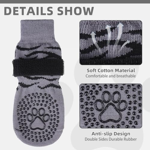 KOOLTAIL Dog Socks to Prevent Licking Paws for Hot/Cold Pavement,Dog Boots&Paw Protector for Hardwood Floors Anti Slip,Traction Control No Twist Grip Booties for Small Medium Large Senior Dogs, M - Image 4
