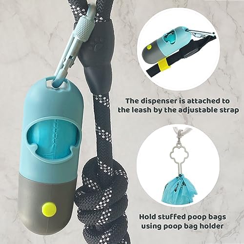 Dog Poop Bag Dispenser with Built-in LED Flashlight and Metal Clip for Leash, Pet Waste Bag Holder, Dog Walking Accessory, Crystal Blue - Image 3