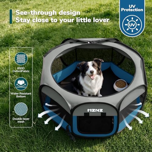 Dog Cat Small Animal Puppy Playpen Crate, Large, Grey Blue - Image 6