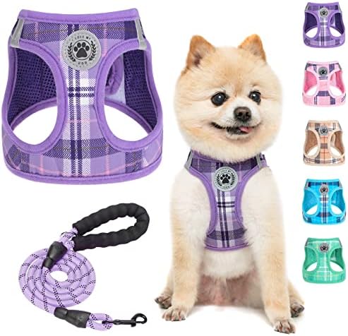 BEAUTYZOO Small Dog Harness and Leash Set, No Pull Puppy Pet Vest-Purple,XS by BEAUTYZOO