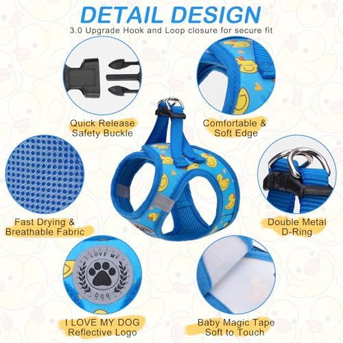 BEAUTYZOO Small Dog Harness and Leash Set, No Pull Puppy Pet Vest- Duck, XS - Image 2