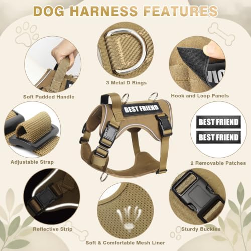 WINSEE No Pull Tactical Dog Harness with Leash Set with 2 Patches - Image 5