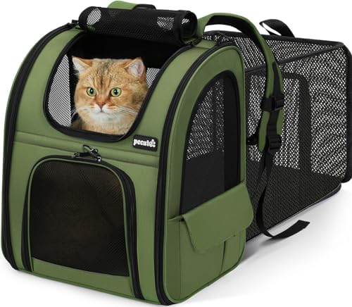 pecute Pet Backpack Expandable, Cat Carrier Backpack with Breathable Window by pecute