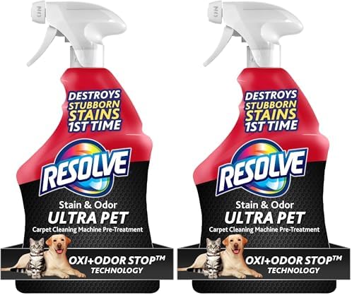 Resolve Ultra Pet Odor and Stain Remover Spray – Carpet Cleaner for Cat and Dog Urine and Poop, 32oz (Pack of 2) by Resolve