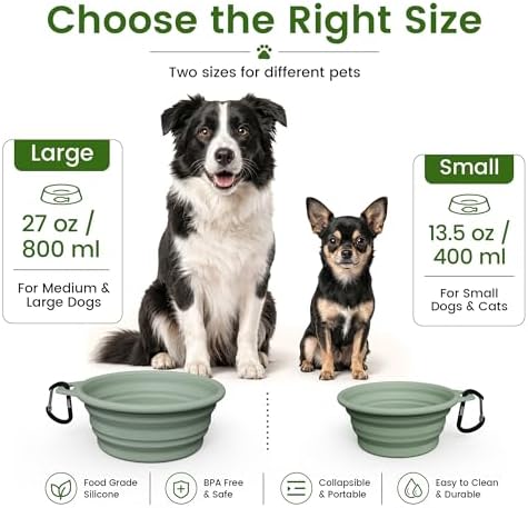 OHMO Collapsible Dog Bowls for Pet Travel, 12oz, 2pcs, Camo&Sage Green - Image 2