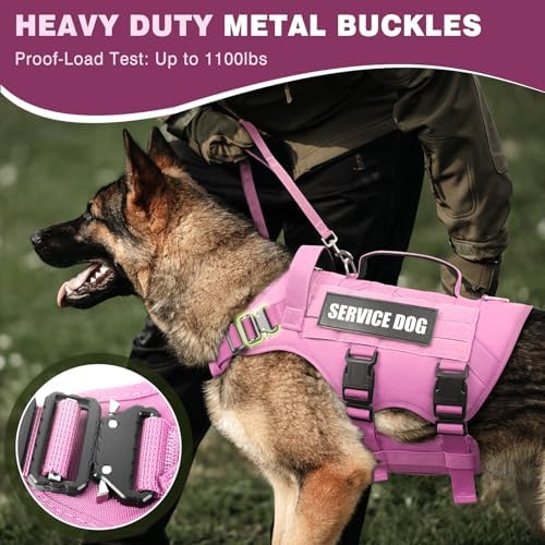WINSEE Service Dog Vest Harness for Medium Dog, Tactical Working MOLLE Vest with 10 Pet Patches, No Pull Heavy Duty Harness for Training Walking - Image 2