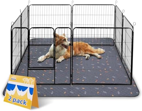 Sunheir Washable Pee Pads for Dogs Extra Large 48" x 60" 2-Pack, Reusable Puppy Pads Pet Training Pads for Dog Playpen Indoor, Waterproof Dog Pee Pads for Puppy Playpen, Whelping Pad - Deep Grey by SUNHEIR