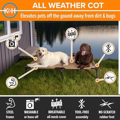 K&H Outdoor Elevated Dog Bed for X-Large & Giant Pets, Tan, Jumbo 56x38in - Image 2
