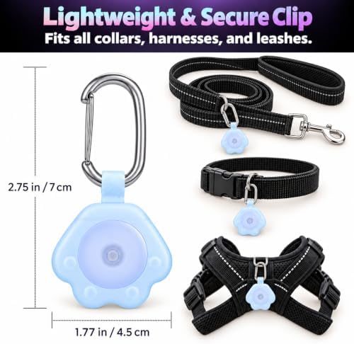 NOVKIN 2 Pack LED Dog Collar Light, 7-Color Changing USB Rechargeable Dog Night Lights for Walking, Waterproof High Visibility Clip on Safety Light for Dog Collars, Harnesses & Leashes - Image 7