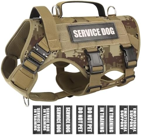 WINSEE Service Dog Vest Harness for Large Dog, Tactical Working MOLLE Vest with 10 Pet Patches, No Pull Heavy Duty Harness for Training Walking by WINSEE