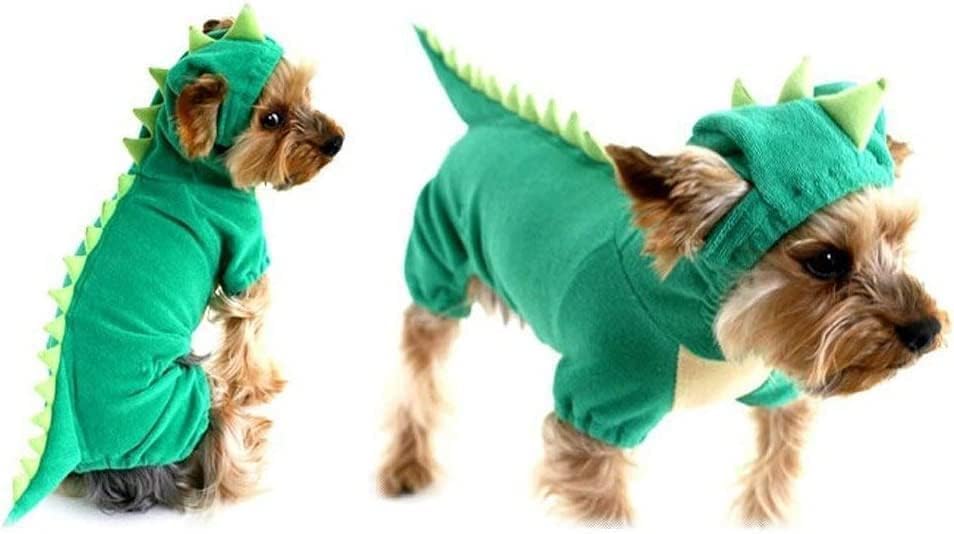 Hotumn Dinosaur Dog Halloween Costume Pet Dino Hoodie for Small Dogs (Large, Green) - Image 5