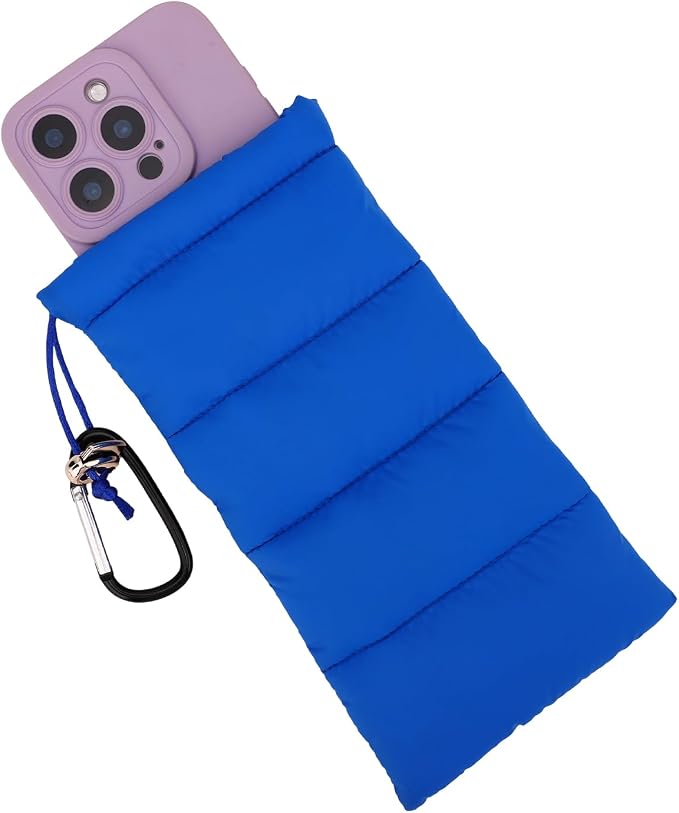 Lyreh Thermal Phone Pouch, Down Cotton Warm Phone Case Cover Bags Prevents Freezing & Overheating Protector Cellphone Pouch with Carabiner Ideal for Outdoor Camping Hiking Skiing(Blue) by Unknown