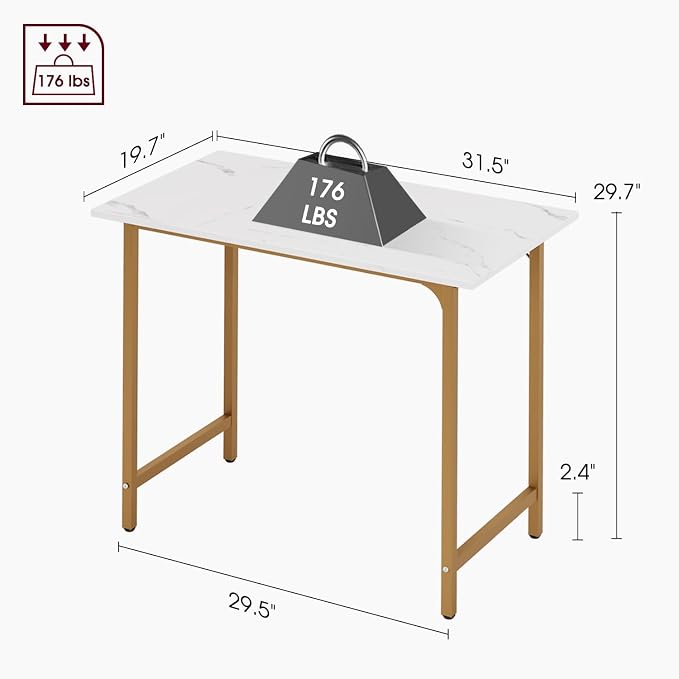 BestOffice Computer Desk,Home Office Desk, Modern Simple Style for Home Office Study Writing (Gold, 32 Inch) - Image 3
