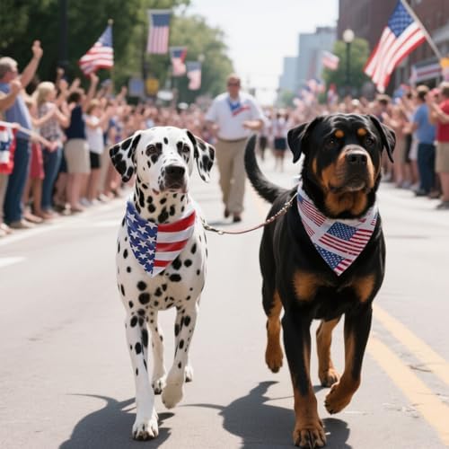 American Flag Dog Bandanas 2PCS-XLarge,4th of July Pet Scarf,Triangle Dual-Layer Design Patriotic Costume for Memorial Day & Independence Day,Red White & Blue Outfit for Boys and Girls Dogs - Image 5