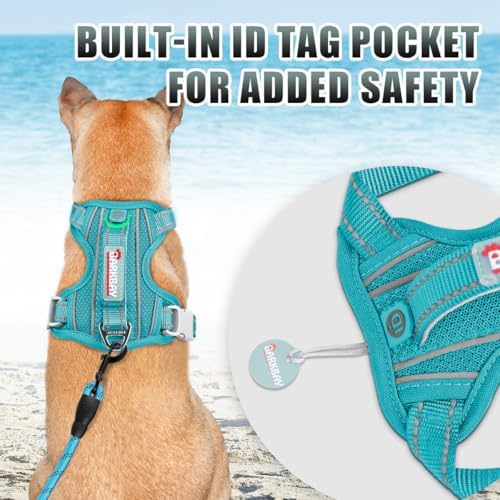 BARKBAY No Pull Dog Harness Large Reflective Dog Harness with Front Clip and Easy Control Handle for Walking Training Running with ID tag Pocket(Ocean Blue,M) - Image 2