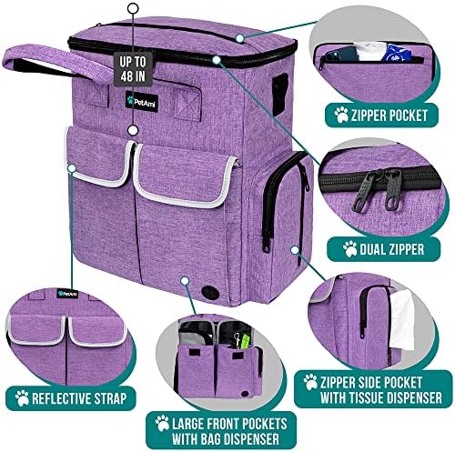 PetAmi Dog Travel Bag Organizer, Pet Supplies Diaper Tote, Purple - Image 3