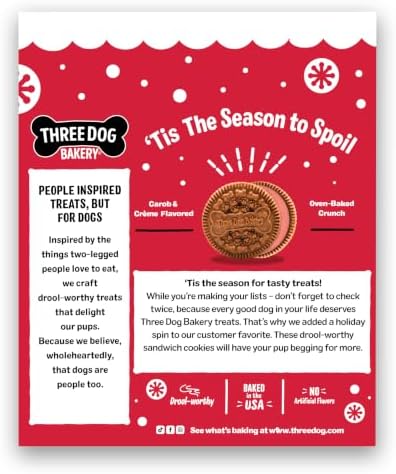 Three Dog Bakery Holiday Lick'n Crunch! Sandwich - Red Creme Filling, Perfect for Birthdays & Christmas - Image 2