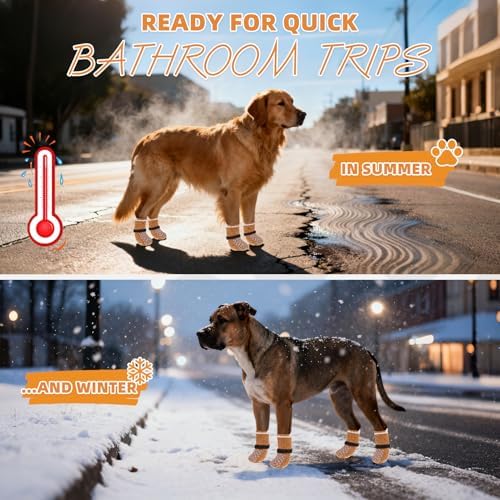 KOOLTAIL Anti Slip Dog Socks Shoes for Hot Pavement to Prevent Licking Paws Scratching, Pet Boots & Paw Protector for Hardwood Floors, Dog Grip Booties for Small Medium Large Senior Dogs, Khaki M - Image 7