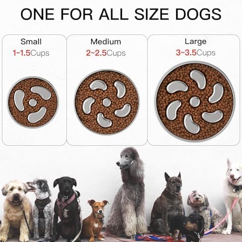 Feedoo Slow Feeder Dog Bowl-2Cups for Medium Breeds, Double-Layer Stainless Steel, Heavy-Duty with Non-Slip Rubber Base, Puzzle Maze Bowl to Slow Down Eating [2Pack] - Image 2