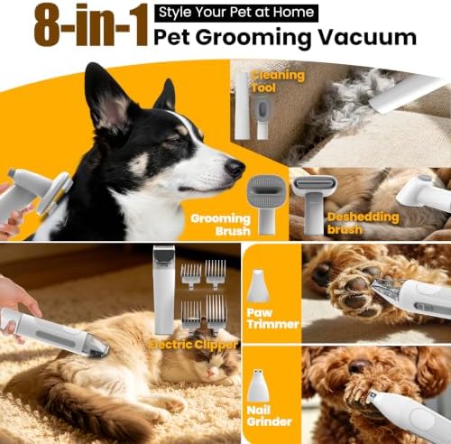 Dog Grooming Kit with Vacuum, 12000Pa Pet Electric Clipper & Nail Grinder - Image 3