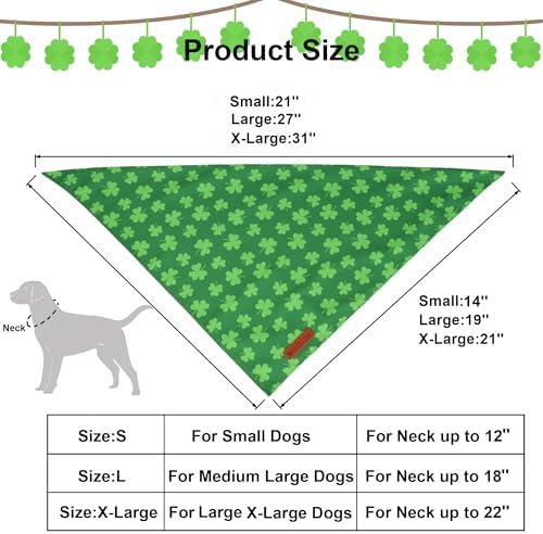 ADOGGYGO St. Patrick's Day Dog Bandana, Green Shamrock Pet Scarf, Adjustable Fit Saint Patrick Bandanas for Small Dogs (Small) - Image 4