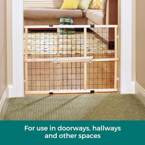 MYPET Wire Mesh Dog Gate: 26.5"-42" Wide Pressure Mounted with No Tools; Expandable, Durable Pet Gates for Doors and Hallways, 23" Tall, Made with Sustainable Hardwood - Image 4