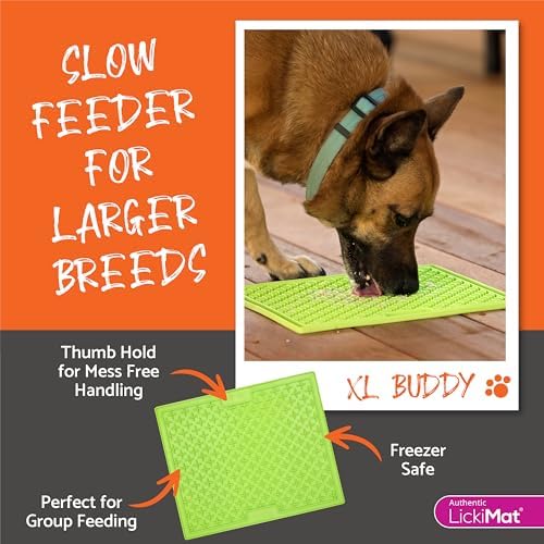 LickiMat X Large Breed Buddy Dog Lick Mat, Dog Calmer, Slow Feeder, Anxiety Reliever Alternative to Puzzle Toys, Slow Feeding Bowls. Use Peanut Butter, Wet, Raw, Mixed Food, Healthy Treats - Turquoise - Image 5
