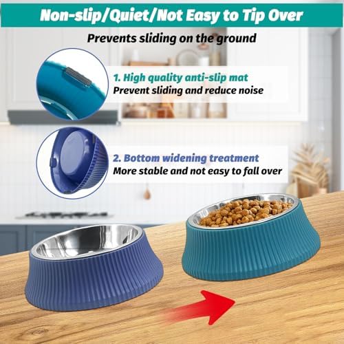 Kathson 2PCS Stainless Steel Dog Bowls Set Removable no tip Puppy Food and Water Feeder Bowl Basic Metal Small Dog Bowls for Dogs Cats Rabbit Guinea Pigs Ferret - Image 4