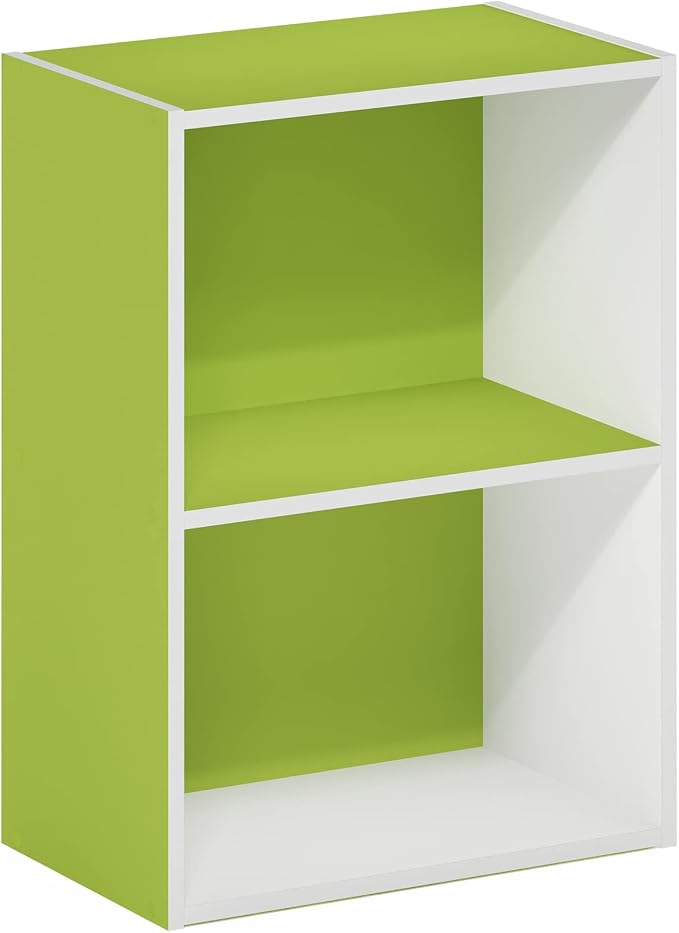 Furinno Luder Bookcase / Book / Storage, Green/White, 2-Tier - Image 5