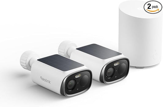 REOLINK Security Cameras Wireless Outdoor, 3K 5MP Dual-Band WiFi 6, Person/Vehicle/Animal Smart AI Detection, IP67, Local Storage, Smart Alerts, No Subscription, Home Hub Mini with 2X Argus Solar by Unknown