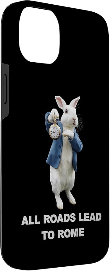 Funny AI Rabbit Meme Tshirt - All Roads Lead to Rome Humor Case for iPhone 14 Plus - Image 3