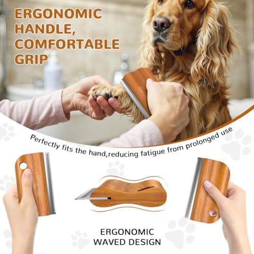 Pawaboo Deshedding Brush for Dogs&Cats, Wood Dog Hair Removal Comb, 5.1inch - Image 3