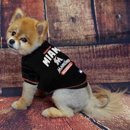 MLB Miami Marlins Dog T-Shirt Small. - Licensed Shirt for Pets Team Colored with Team Logos- Premium Stretchable Materials for The Comfort of Your Dog & Cat - Image 5